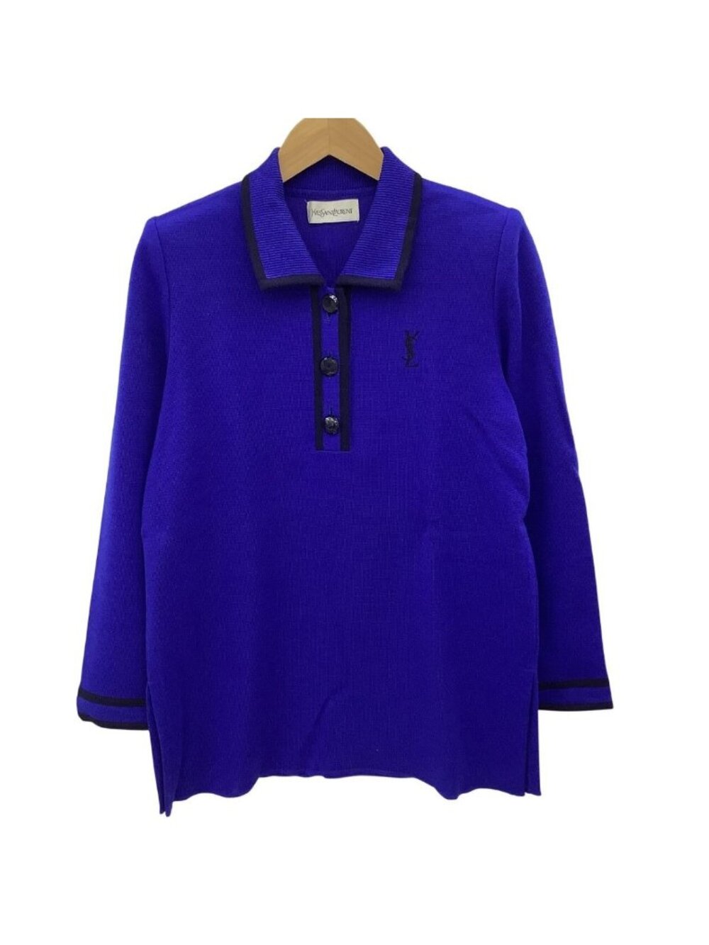 Saint Laurent Long Sleeve Polo Shirt Blue